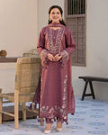 QL 2850 3Pc-Unstitched Fully Embroidered Lawn Fabric With With bamber Chifoon Dupatta with patches
