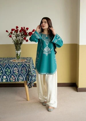 Dhanak Fabric - 2 Piece Unstitched Embroidered Dress