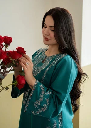 Dhanak Fabric - 2 Piece Unstitched Embroidered Dress