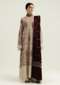 Dhanak Fabric - 3 Piece Unstitched Embroidered Dress With Embroidered Shawl