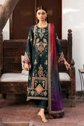 Dhanak Fabric - 3 Piece Unstitched Embroidered Dress With Printed Shawl JZ-3050
