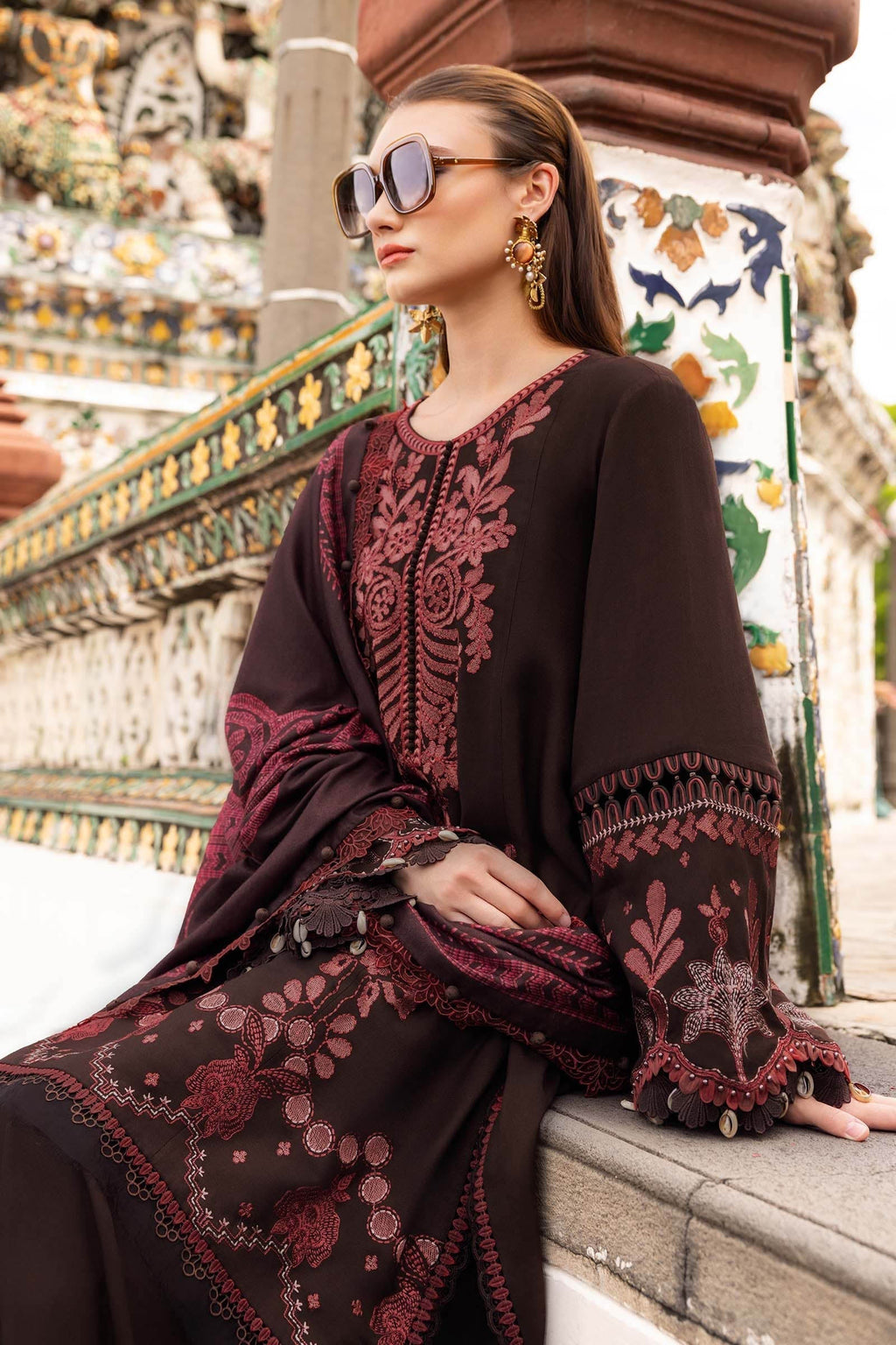 Dhanak Fabric - 3 Piece Unstitched Fully Embroidered  Dress MB 3095