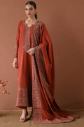 BT-2880 3 Piece Unstitched Embroiered Dhanak Fabric With Dhanak Embroidered Shawl