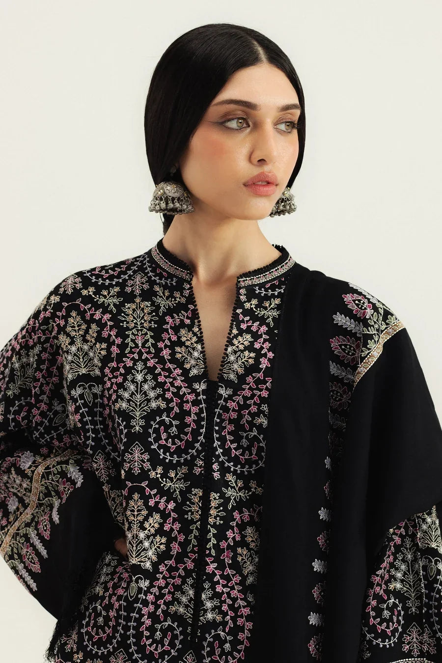 Dhanak Fabric - 3 Piece Unstitched Fully Embroidered  Dress ZS 3120