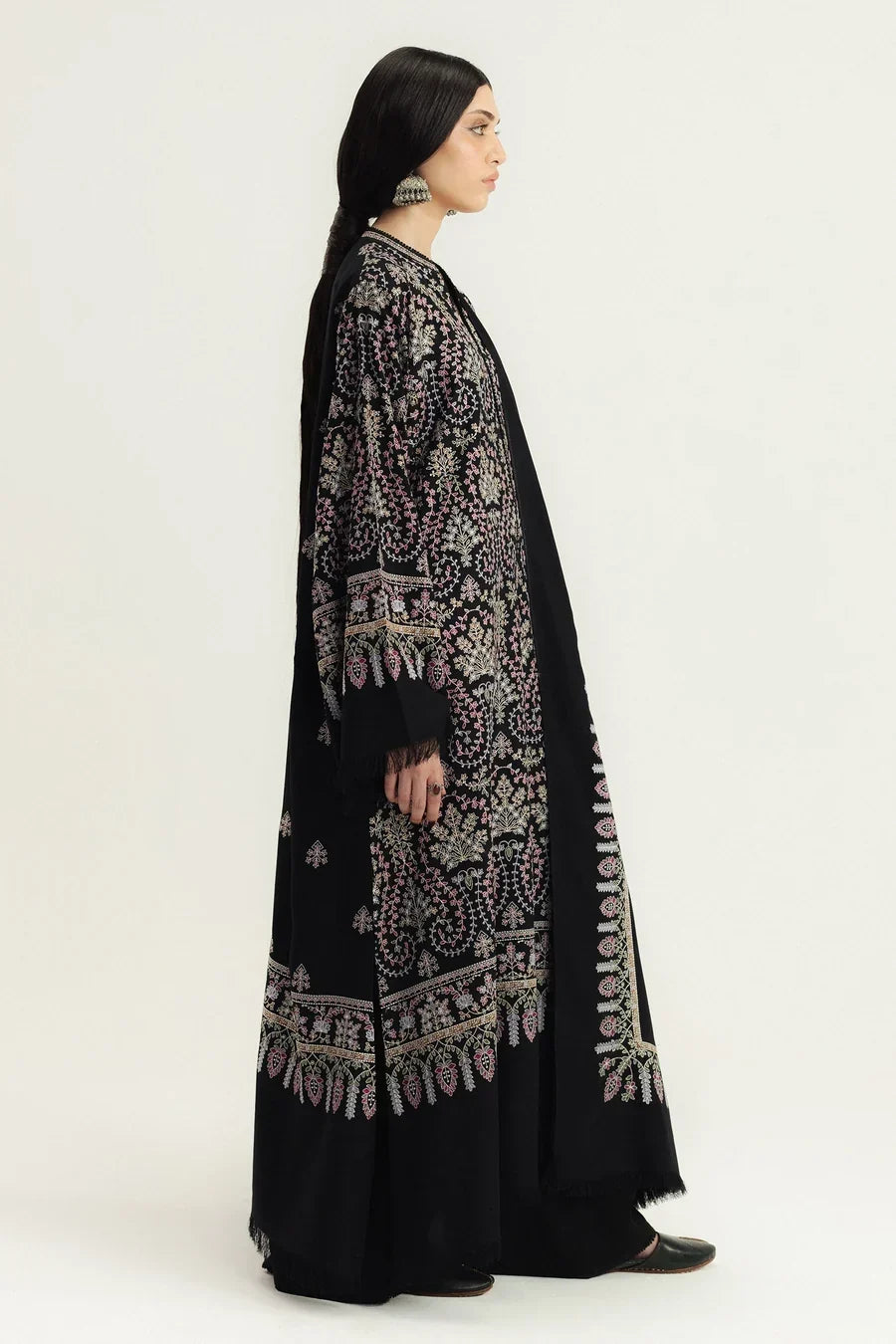 Dhanak Fabric - 3 Piece Unstitched Fully Embroidered  Dress ZS 3120