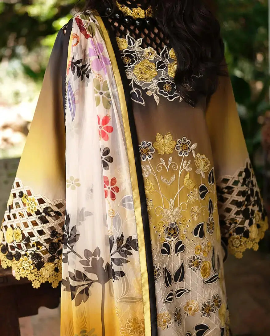 3 Piece Unstitched Embroidered Lawn Suit ( Printed Lawn Dupatta )