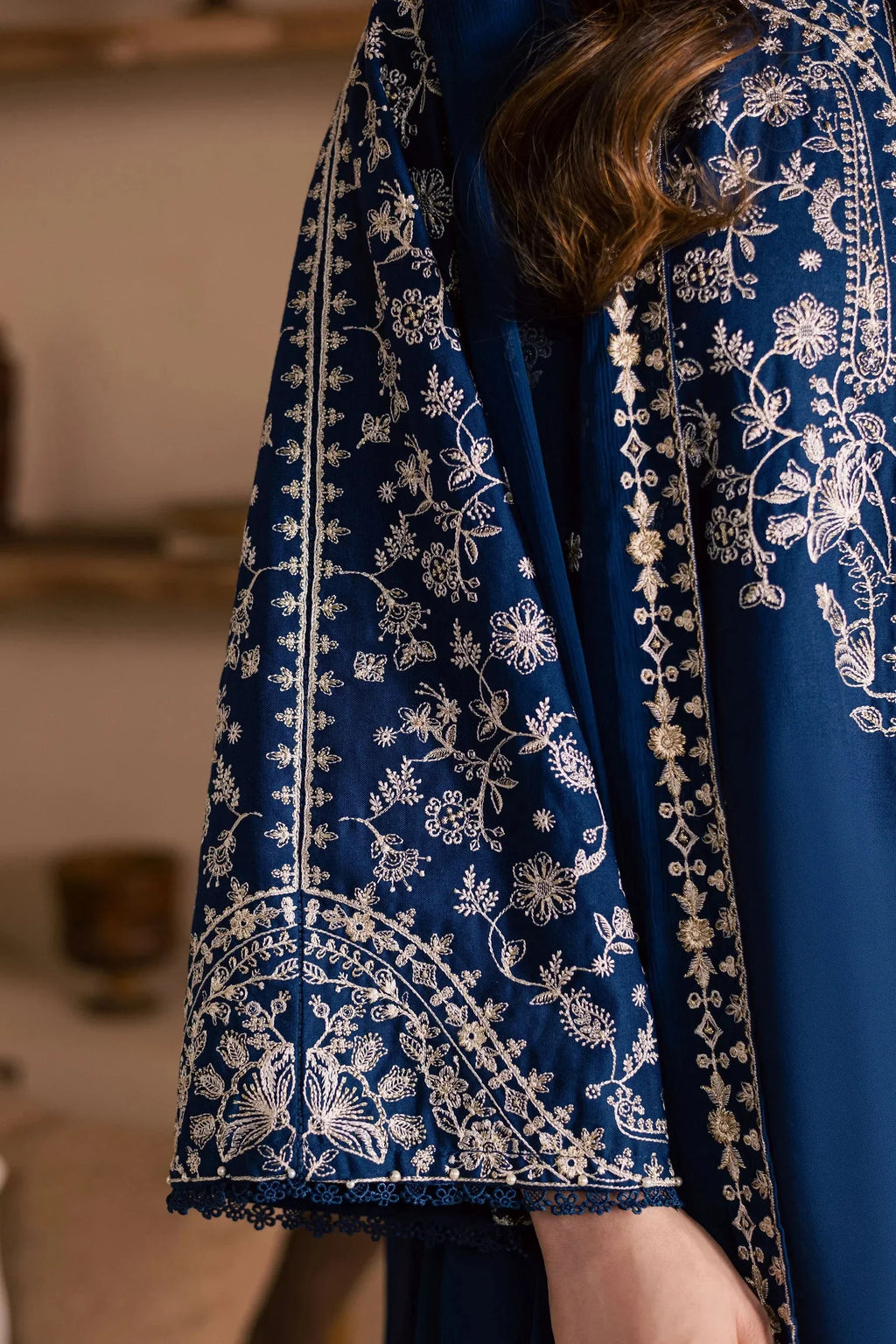 BT-2835-3 Piece - Unstitched Embroidered Lawn Fabric with Embroidered Chiffon Dupatta