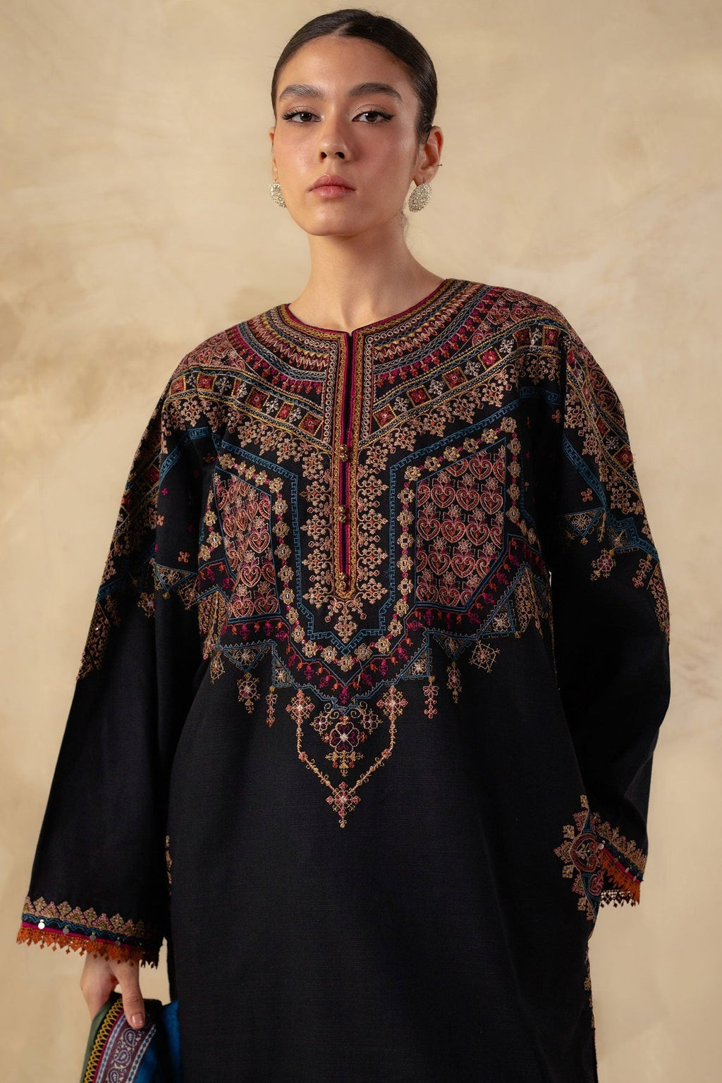 Dhanak Fabric - 3 Piece Unstitched Fully Embroidered Dress ZS-3150