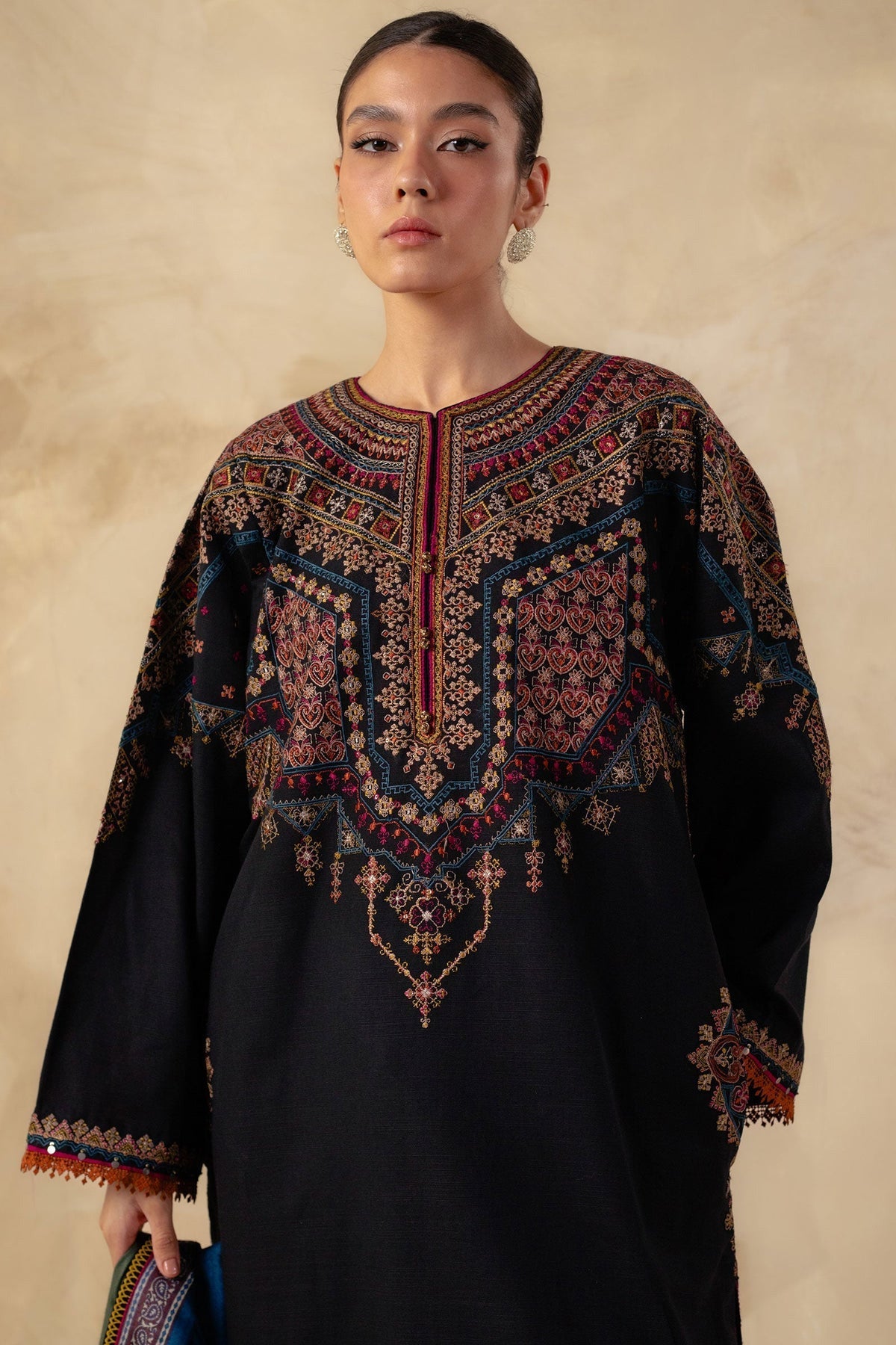 Dhanak Fabric - 3 Piece Unstitched Fully Embroidered Dress ZS-3150