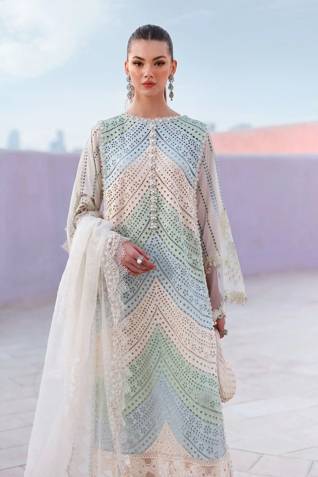 MB-2805 B-3 Piece - Lawn - Unstitched Chicken Kari Embroidered Suit