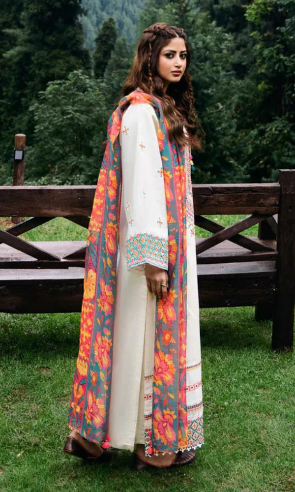 QL-2690- 3 Piece - Unstitched Fully Embroidered Lawn Fabric
