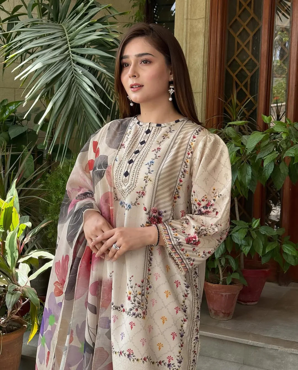 3 Piece - Unstitched Digital Printed Lawn Fabric BQ-423
