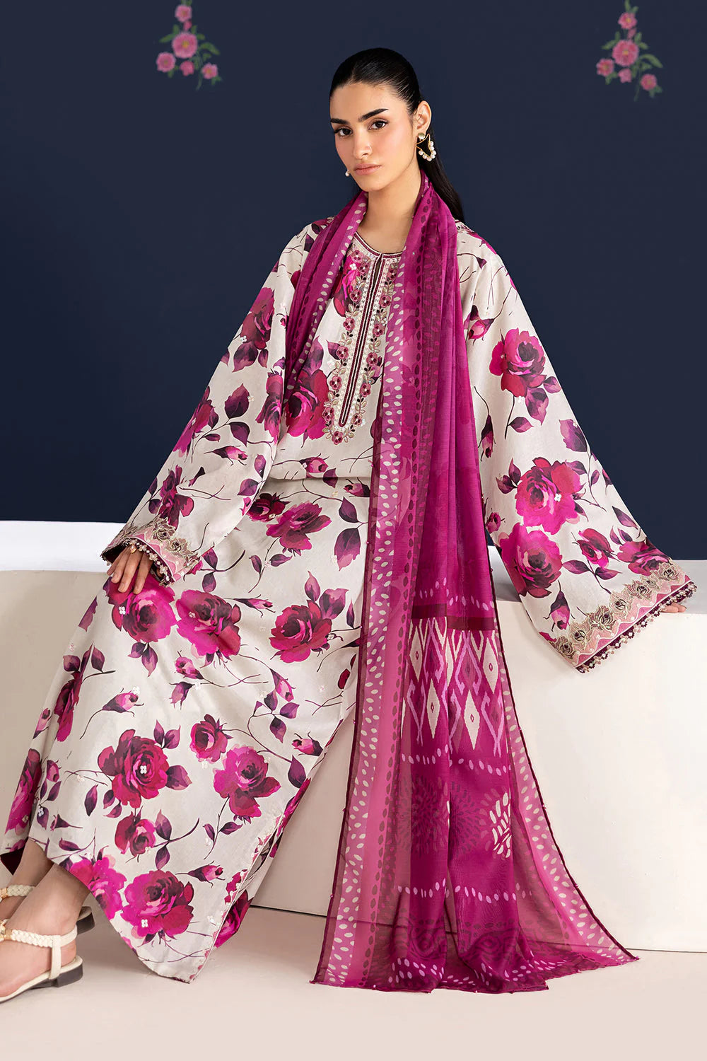 BQ 234- UNSTITCHED - 3 Piece Digital Printed Lawn Fabric With Lawn Dupatta