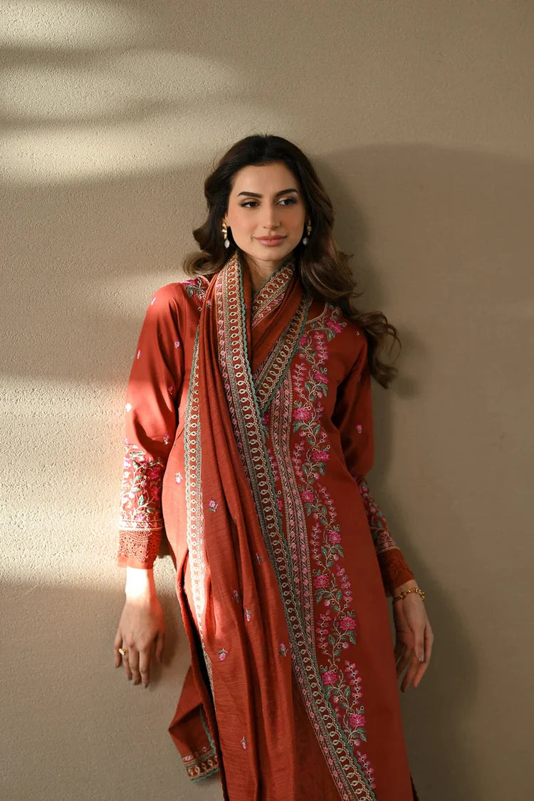 3 Piece - Unstitched Fully Embroidered Dhanak Fabric CO-635