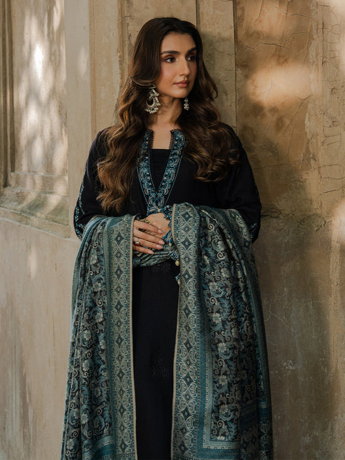 3 Piece - Unstitched Fully Embroidered Dhanak Fabric IZ-160