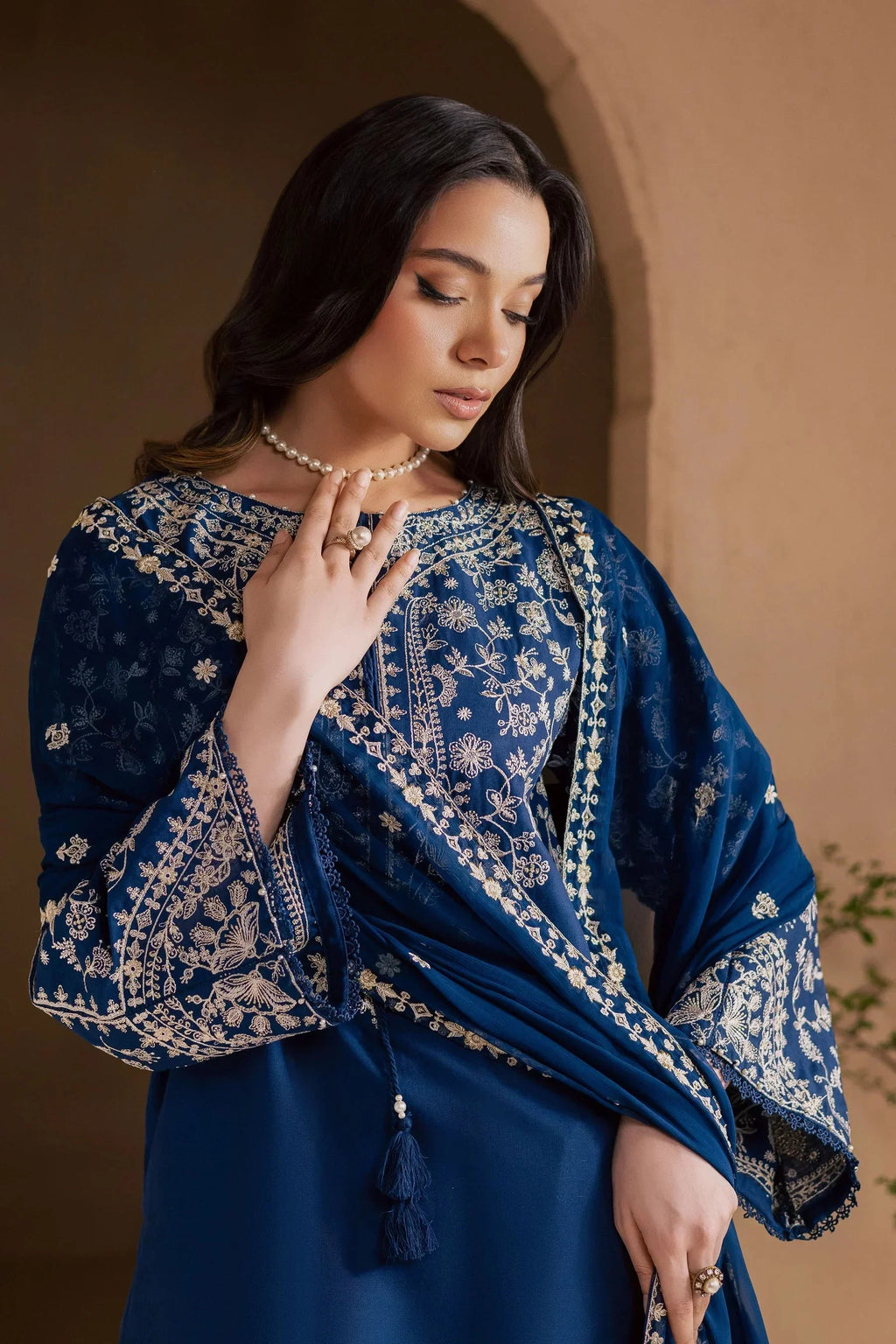 BT-2835-3 Piece - Unstitched Embroidered Lawn Fabric with Embroidered Chiffon Dupatta