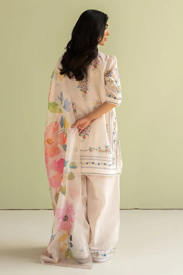 BQ 423-3 Piece Digital Printed Lawn Shirt with Silk Dupatta