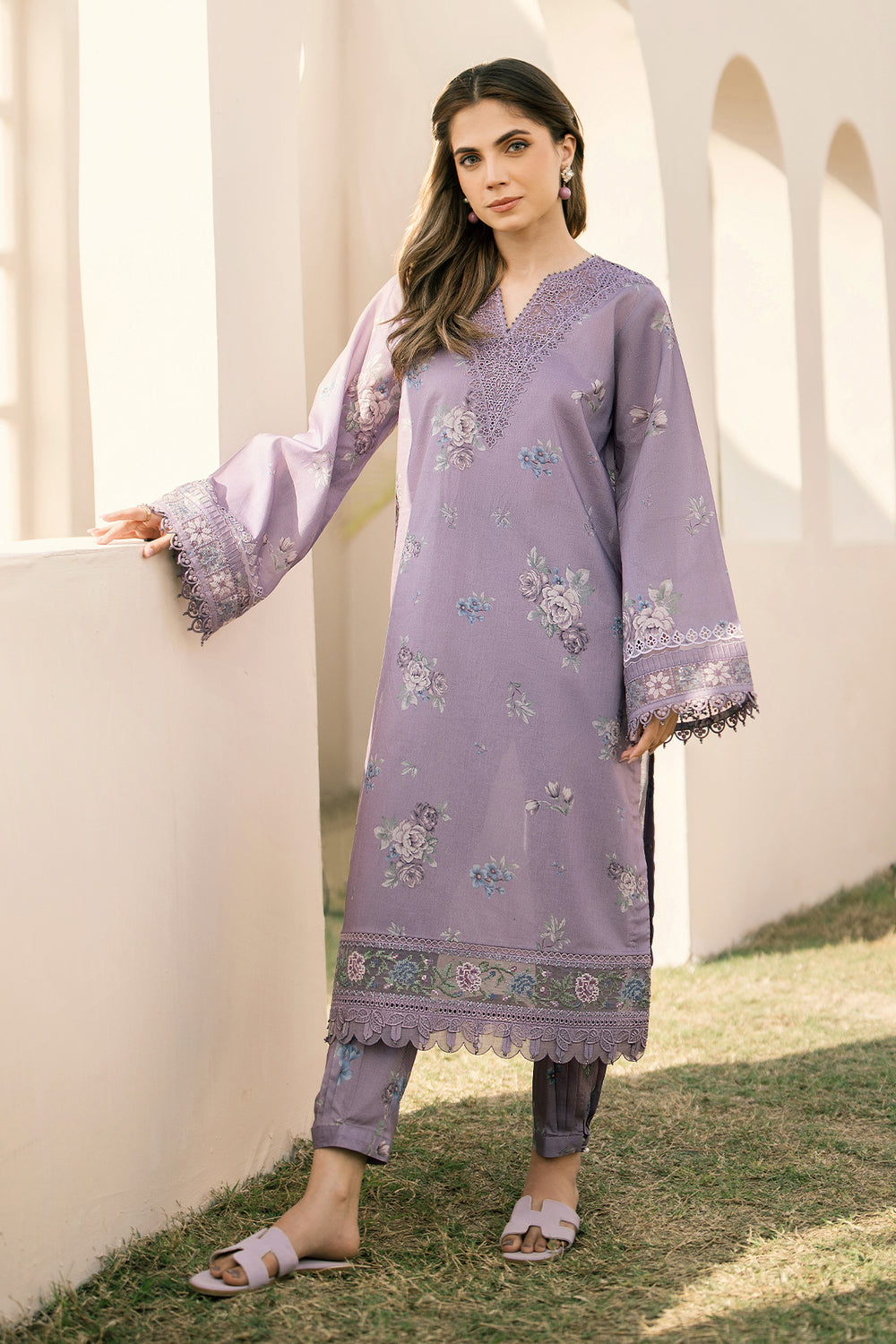 3 Piece - Unstitched Digital Printed Lawn Fabric With Lawn Dupatta