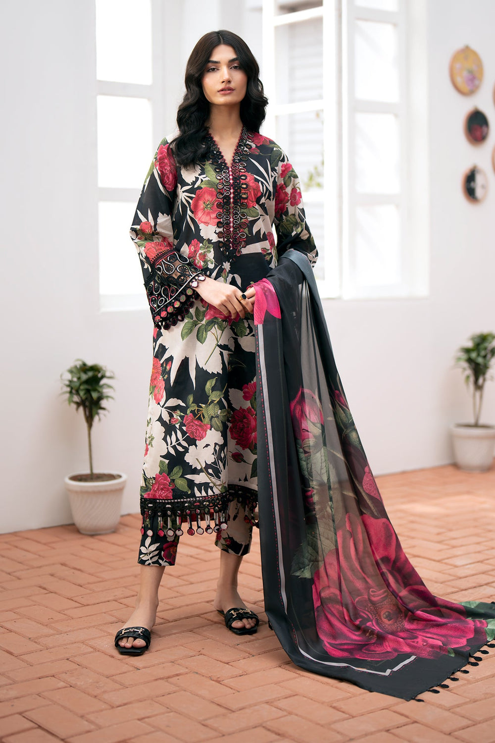 BQ-36-3 Piece - Unstitched Digital Printed Khaddar Fabric
