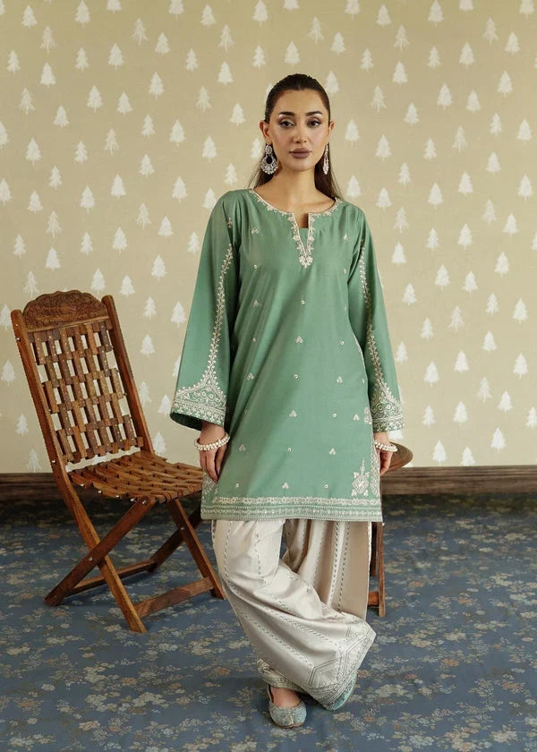 Dhanak Fabric - 2 Piece Unstitched Embroidered Dress MB 54
