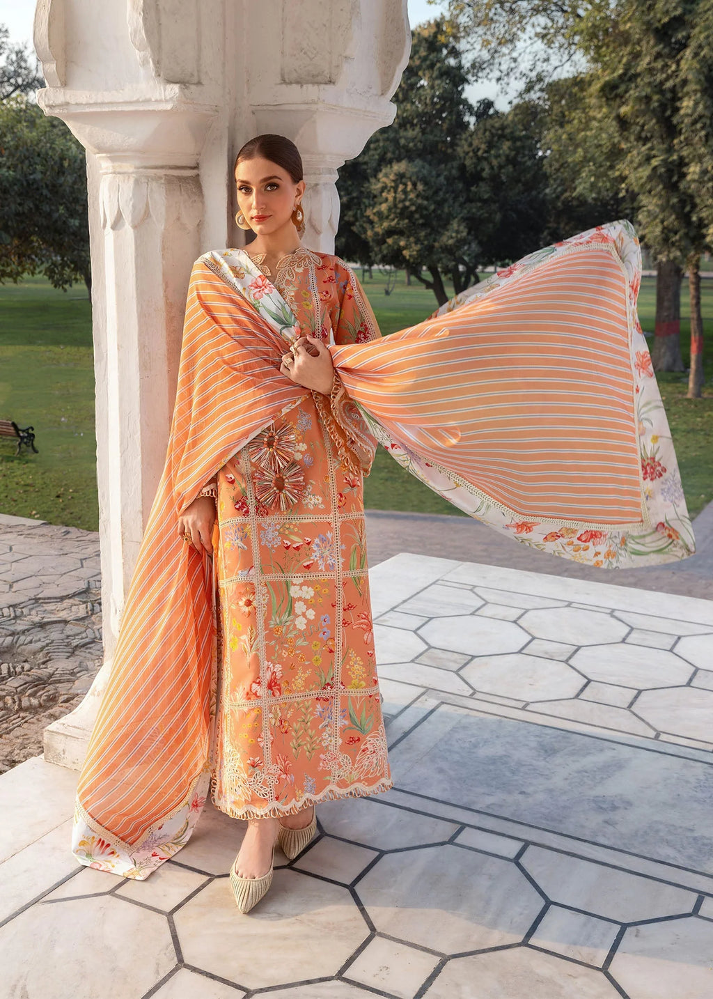 UNSTITCHED - 3 Piece Digital Printed and Embroidered Lawn Fabric
