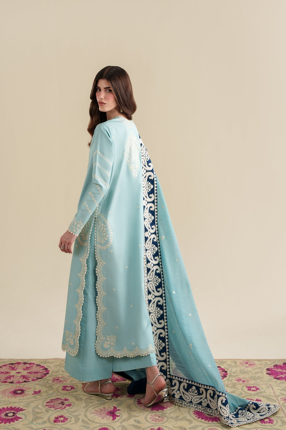 Dhanak Fabric - 3 Piece Unstitched Fully Embroidered Dress