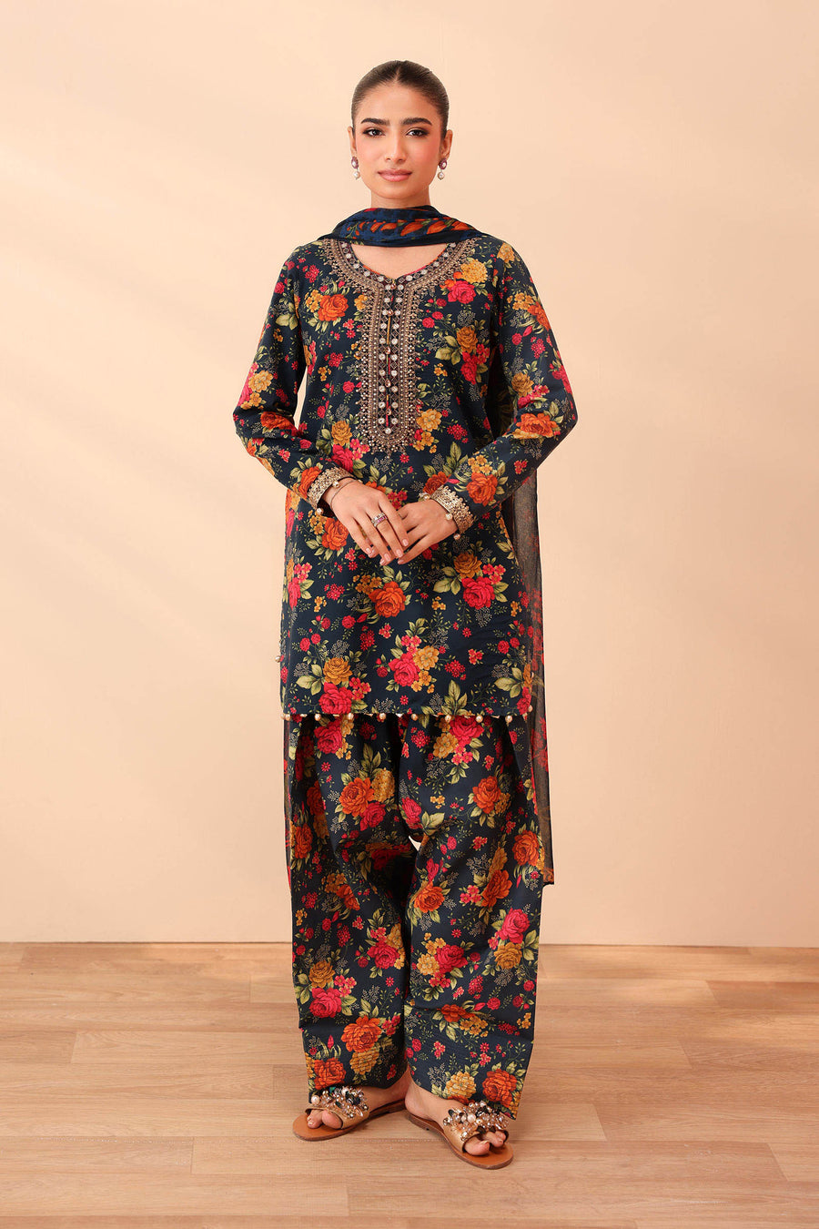 BQ-40-3 Piece - Unstitched Digital Printed Khaddar Fabric