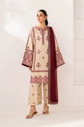 BQ 2950 - 3 Piece Unstitched Heavy Embroidered Dhanak Fabric With Embroidered Dhanak Shawl