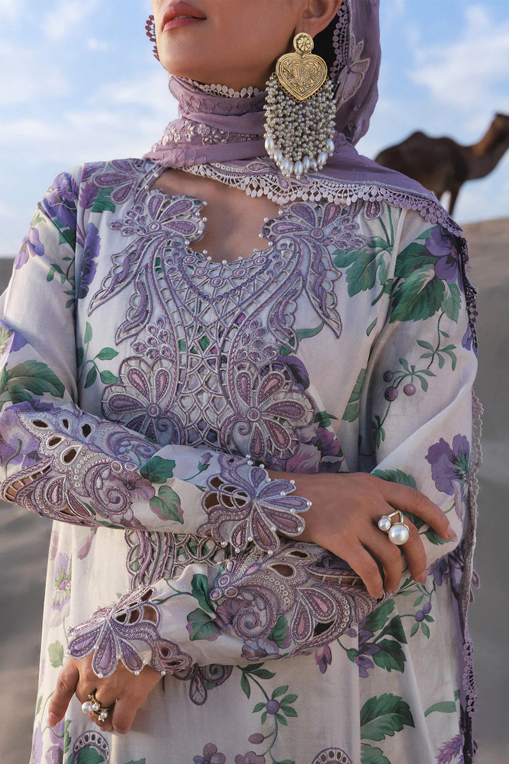 CS 232-UNSTITCHED - 3 Piece Digital Printed and Embroidered Lawn Fabric
