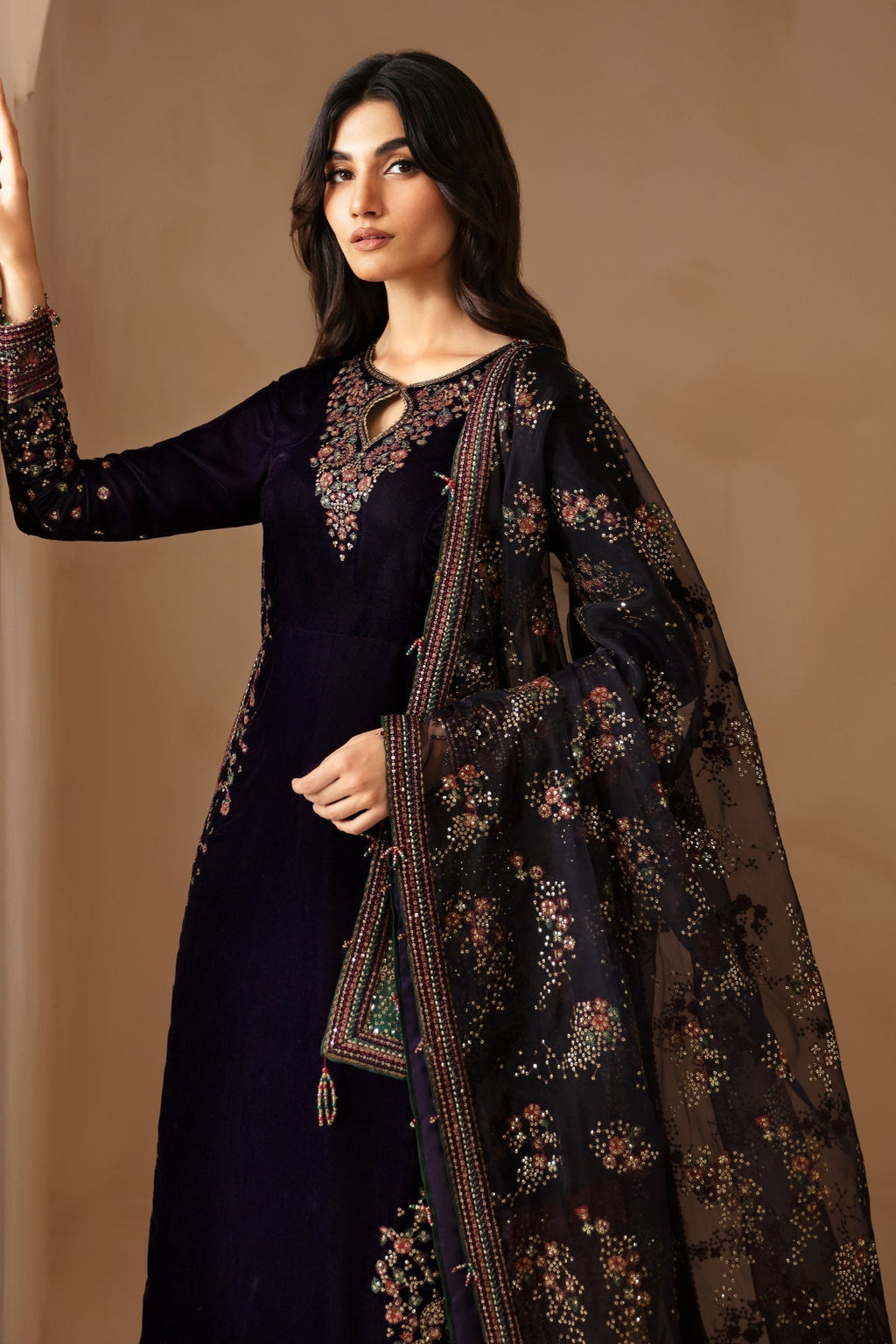 3 Piece - Unstitched Embroidered Velvet Fabric JZ-new
