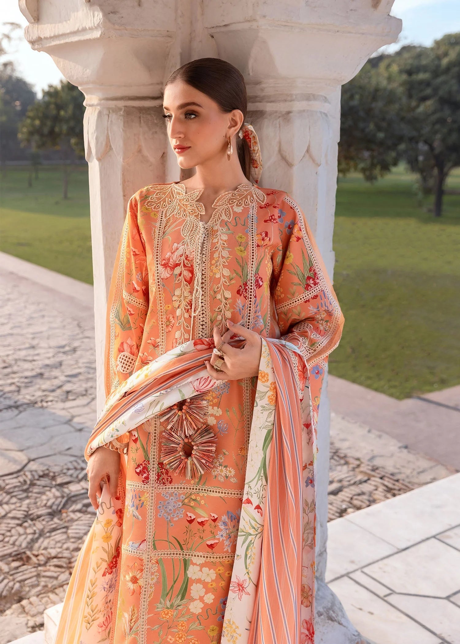 UNSTITCHED - 3 Piece Digital Printed and Embroidered Lawn Fabric