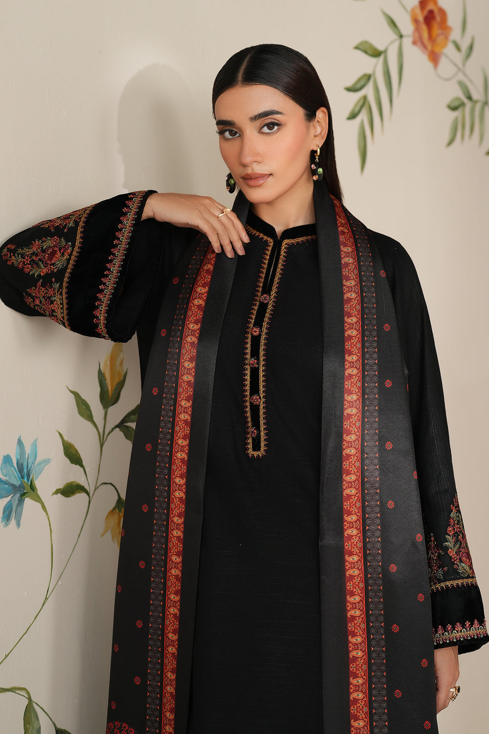 3 Piece - Unstitched Fully Embroidered Dhanak Fabric BQ-145