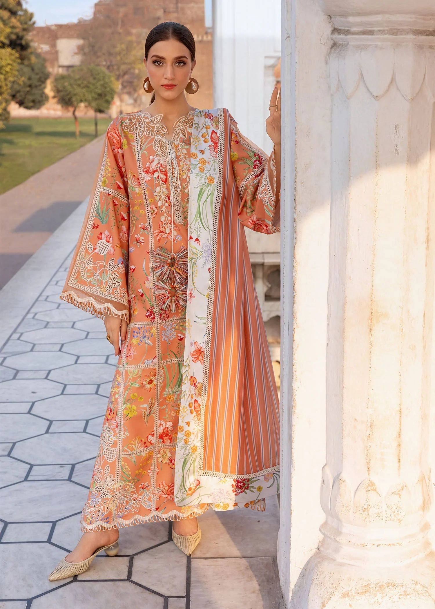 UNSTITCHED - 3 Piece Digital Printed and Embroidered Lawn Fabric