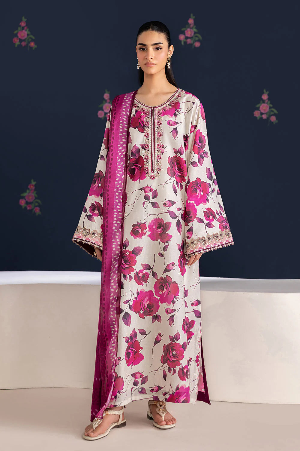 BQ 234- UNSTITCHED - 3 Piece Digital Printed Lawn Fabric With Lawn Dupatta