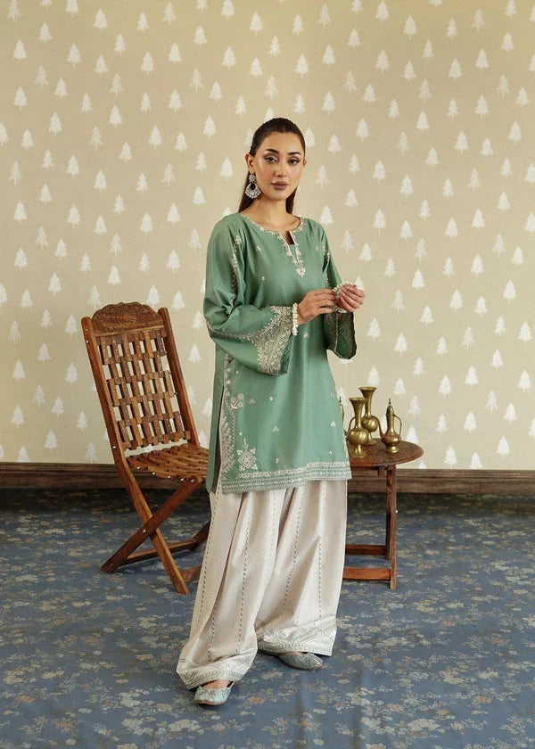 Dhanak Fabric - 2 Piece Unstitched Embroidered Dress MB 54
